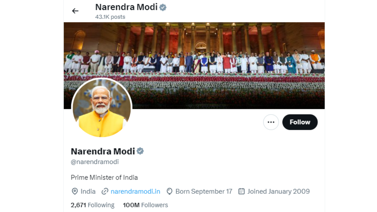 PM Modi’s ‘X’ followers cross 100 million, more than Taylor Swift or Trump